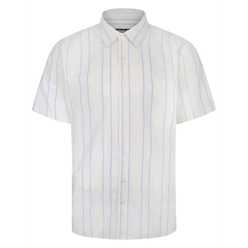Bigdude Lightweight Short Sleeve Striped Summer Shirt White